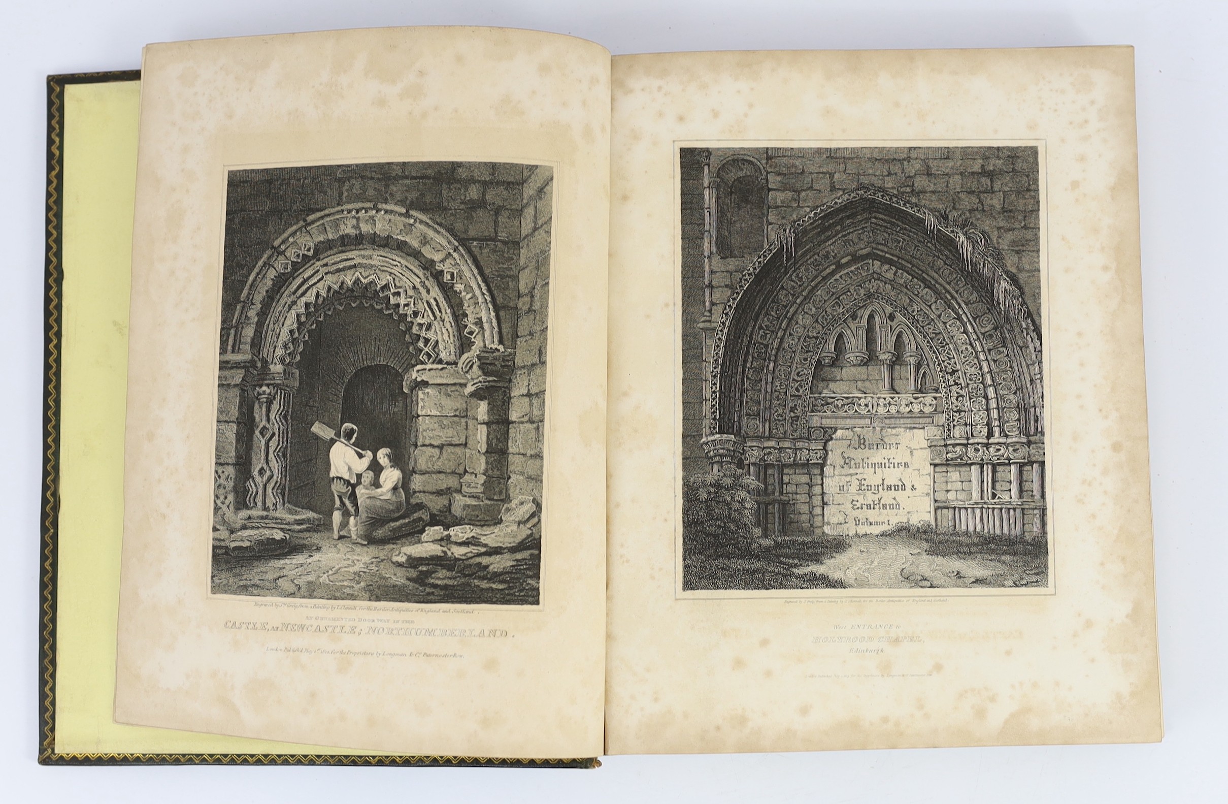 Border Antiquities of England and Scotland..., 2 vols, pictorial engraved titles and num. plates; contemp. green gilt and blind decorated morocco with panelled spines, ge., roy. 4to. 1813